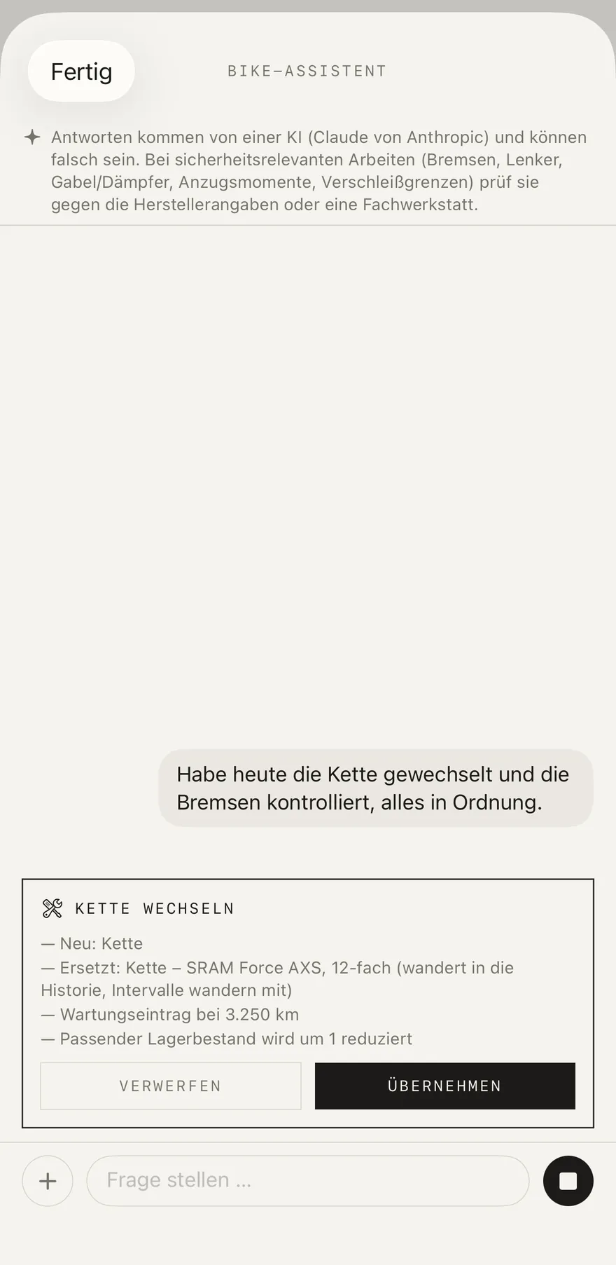 Assistent: Freigabekarte vor dem Speichern.
