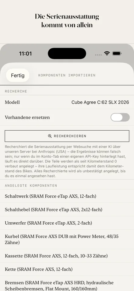 Serienausstattung wird automatisch recherchiert